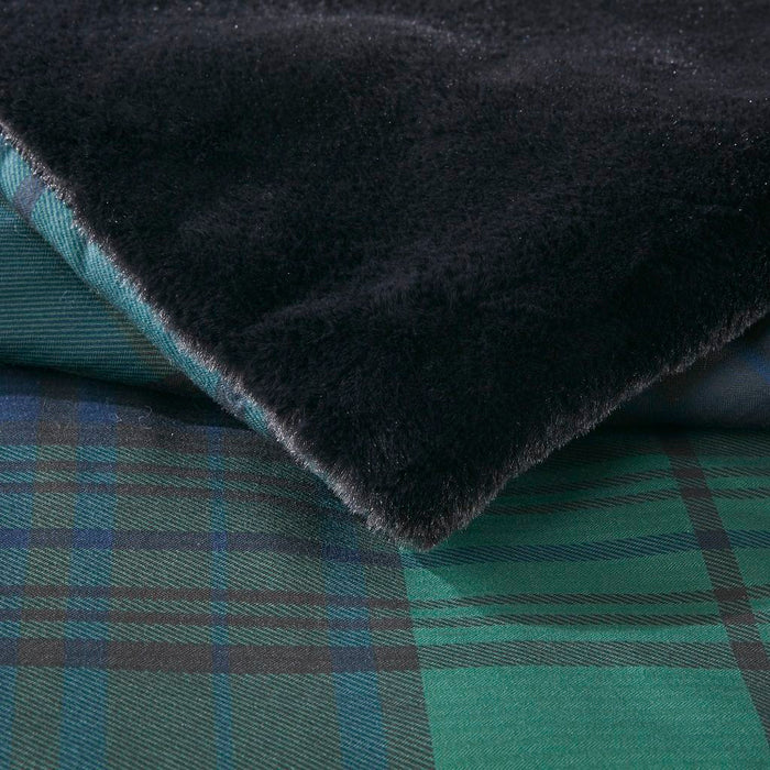 Bernston - Faux Wool to Faux Fur Down Alternative Comforter Set - Green Plaid - Simple Home Plus