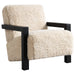 Fitzroy - Faux Fur Upholstered Chair Solid Wood Arms - Latte - Simple Home Plus