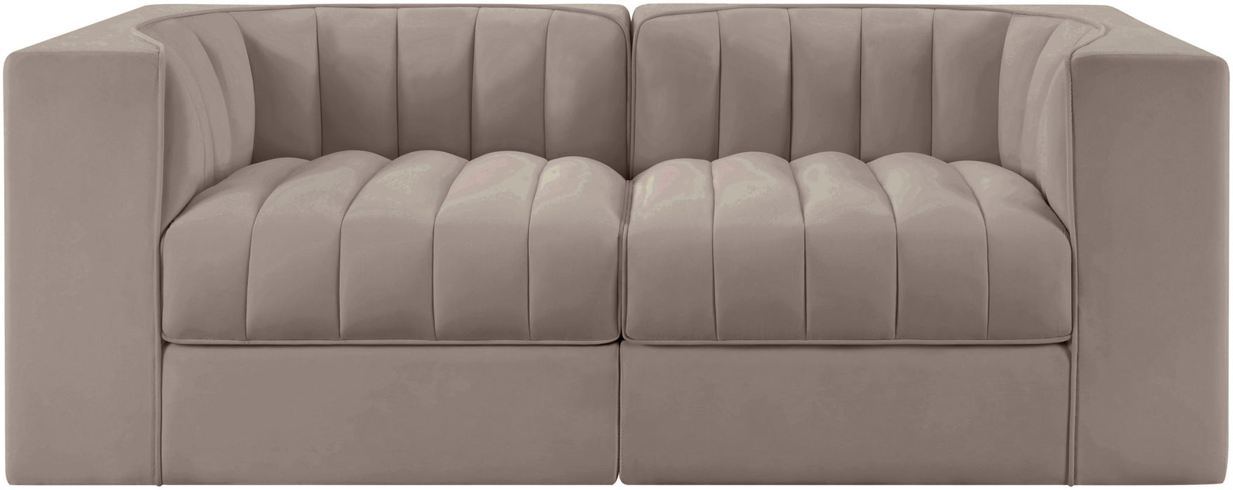 Rummi - Velvet Performance Fabric Upholstered 2 Piece Modular Loveseat - Simple Home Plus