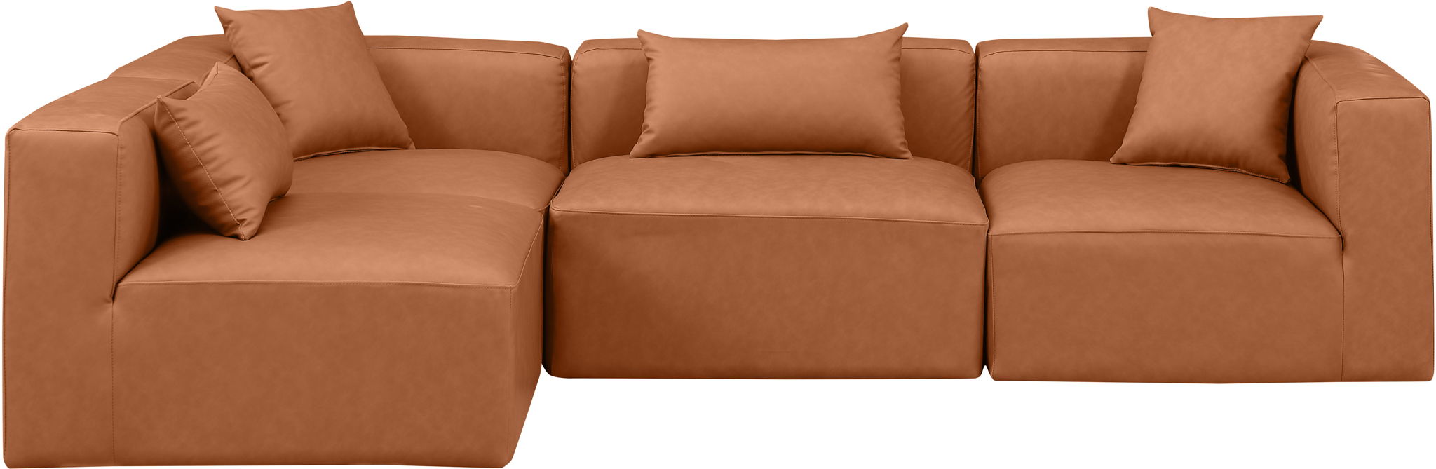 Cube - 4 Piece Modular Corner Sectional - Cognac - Simple Home Plus