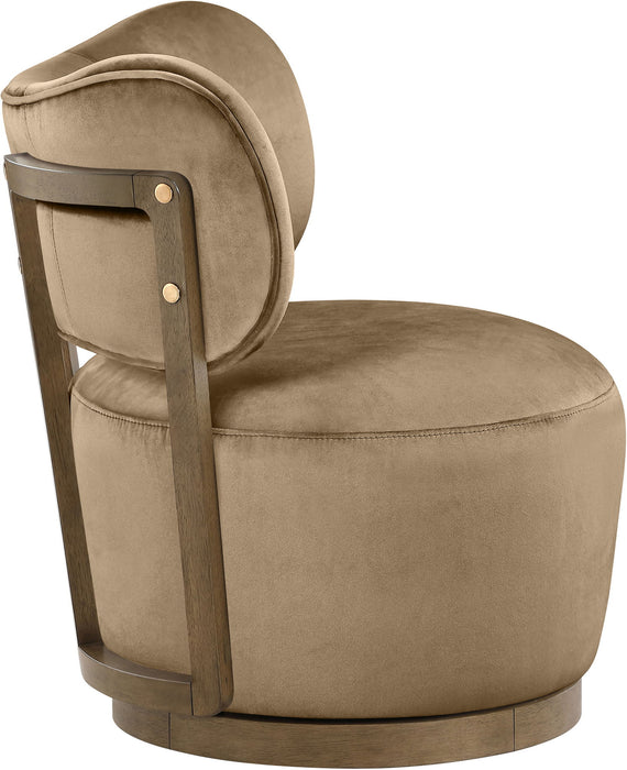 Elara - Velvet Upholstered Swivel Accent Chair - Stained Brown - Simple Home Plus