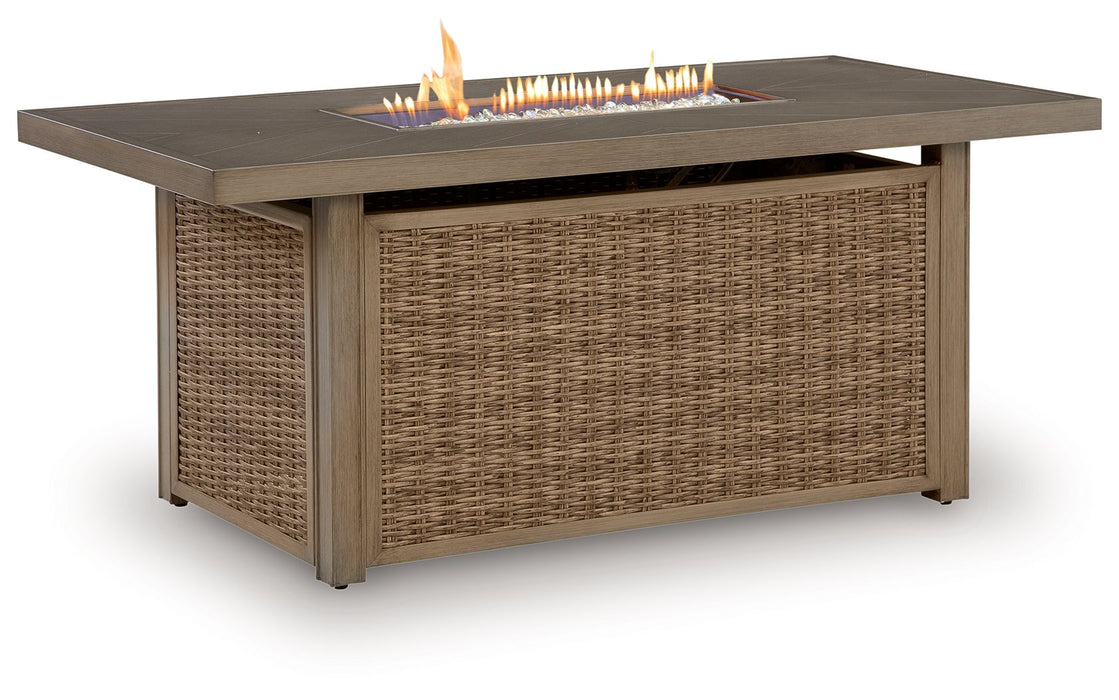 Laguna Heights - Rectangular Fire Pit Table - Beige - Simple Home Plus