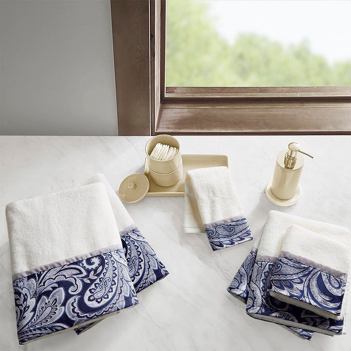 Aubrey - 6 Piece Jacquard Towel Set - Navy - Simple Home Plus