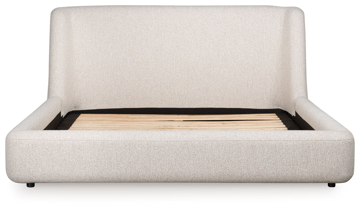 Neo - White / Gray - King Upholstered Platform Bed - Simple Home Plus