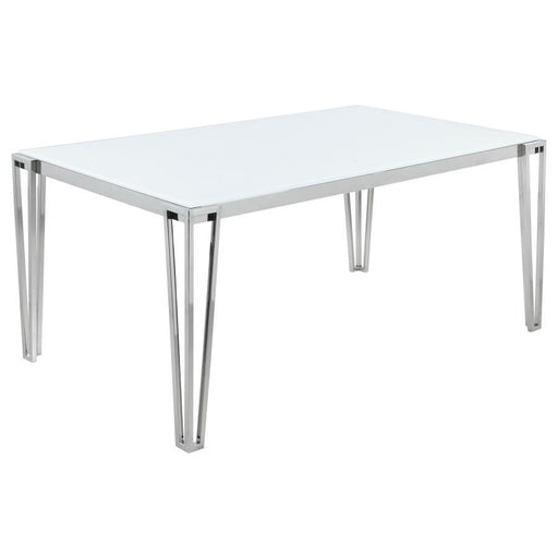 Pauline - Rectangular Glass Top Dining Table - Chrome - Simple Home Plus