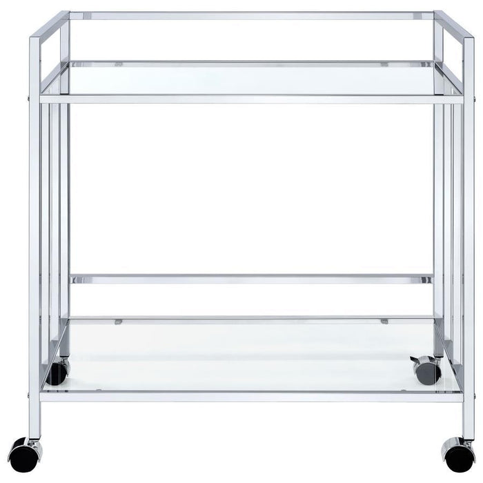 Cara - 2-tier Rectangular Glass Shelf Metal Bar Cart - Simple Home Plus
