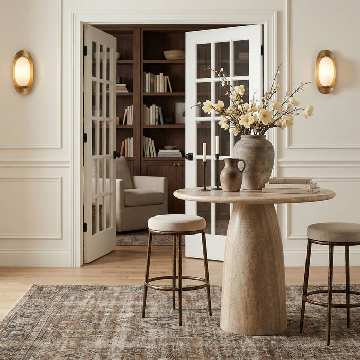 Ferro - Performance Fabric Upholstered Backless Bar Stool - Antique Bronze - Simple Home Plus