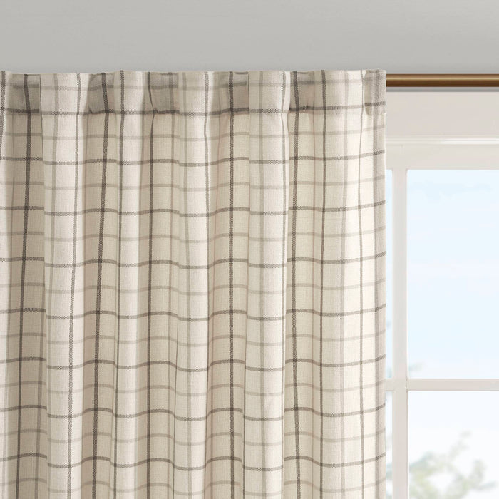Anaheim - 84" Plaid Tab Top Panel - Natural - Simple Home Plus