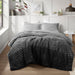 Avril - Full/Queen Fluffy Ribbed Plush Comforter Set - Gray Ombre - Simple Home Plus