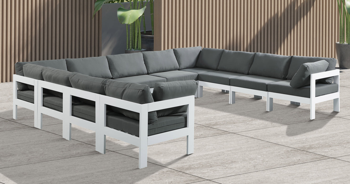 Nizuc - Outdoor Patio 11 Piece Modular Sectional With White Frame - Simple Home Plus