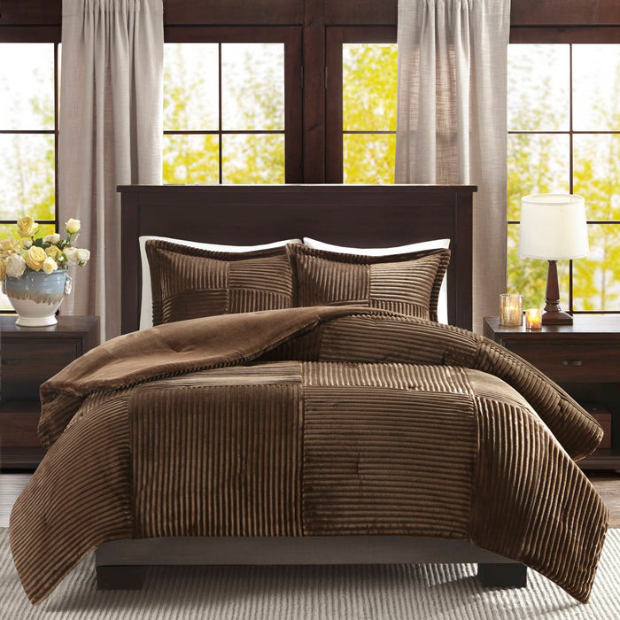 Parker - King Comforter Mini Set - Brown - Simple Home Plus