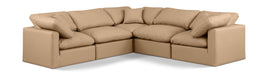 Indulge - Faux Leather 5 Piece Modular Corner Sectional - Tan - Simple Home Plus
