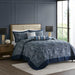 Aubrey - 5 Piece Jacquard Bedspread Set With Throw Pillows - Navy - Simple Home Plus