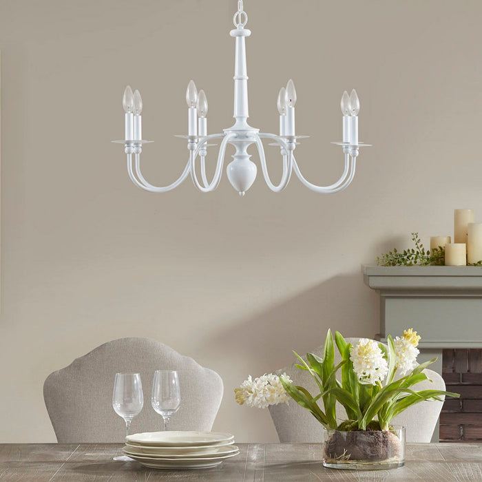 Amelia - 8-Light Traditional Metal Chandelier - Glossy White - Simple Home Plus