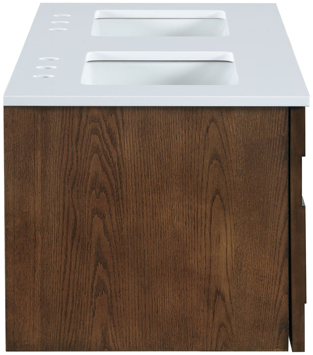 Leonardo - Engineered Stone And Solid Wood 24" Wall Mounted Bathroom Vanity - Simple Home Plus