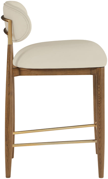 Riccio - Stool - Walnut And Gold Frame - Simple Home Plus