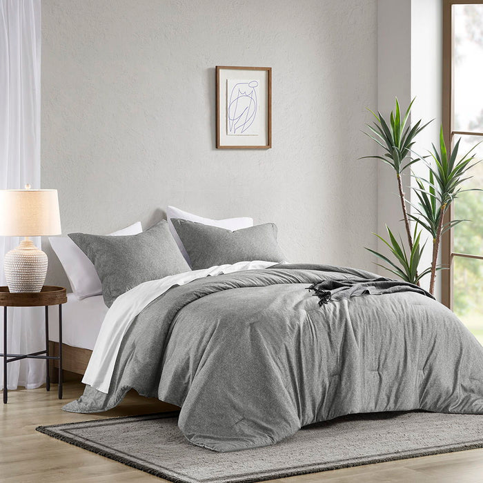 Camden - King/California King Chambray Print Solid Comforter Set - Gray - Simple Home Plus