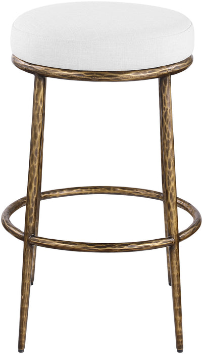 Ferro - Performance Fabric Upholstered Backless Bar Stool - Antique Brass - Simple Home Plus