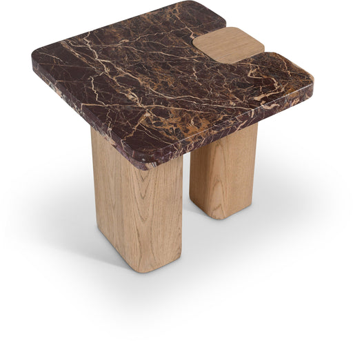 Ravenna - Marble/Stone End Table - Burgundy - Simple Home Plus
