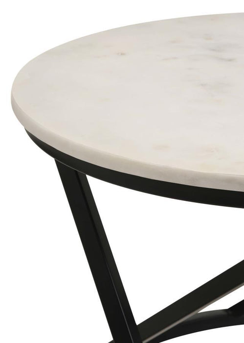 Miguel - Round Marble Top Coffee Table - White And Black - Simple Home Plus