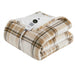 Print Plush To Sherpa - 50X60" Heated Throw - Tan Plaid - Simple Home Plus