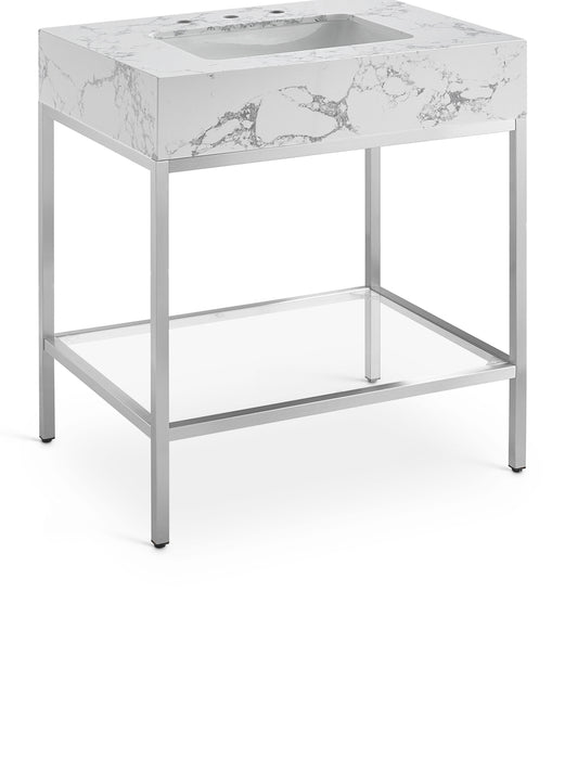 Marmo - Engineered Marble Bathroom Vanity With Chrome Base - Simple Home Plus