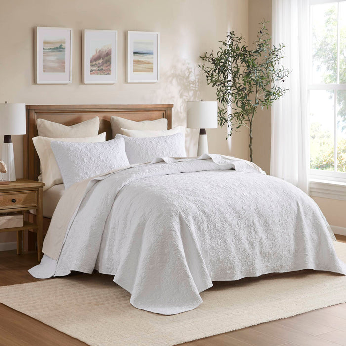 Quebec - Queen Reversible Bedspread Set - White - Simple Home Plus