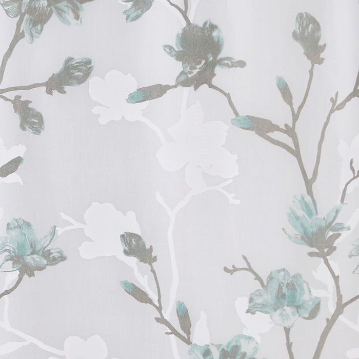 Magnolia - Floral Printed Burnout Shower Curtain - Aqua - Simple Home Plus