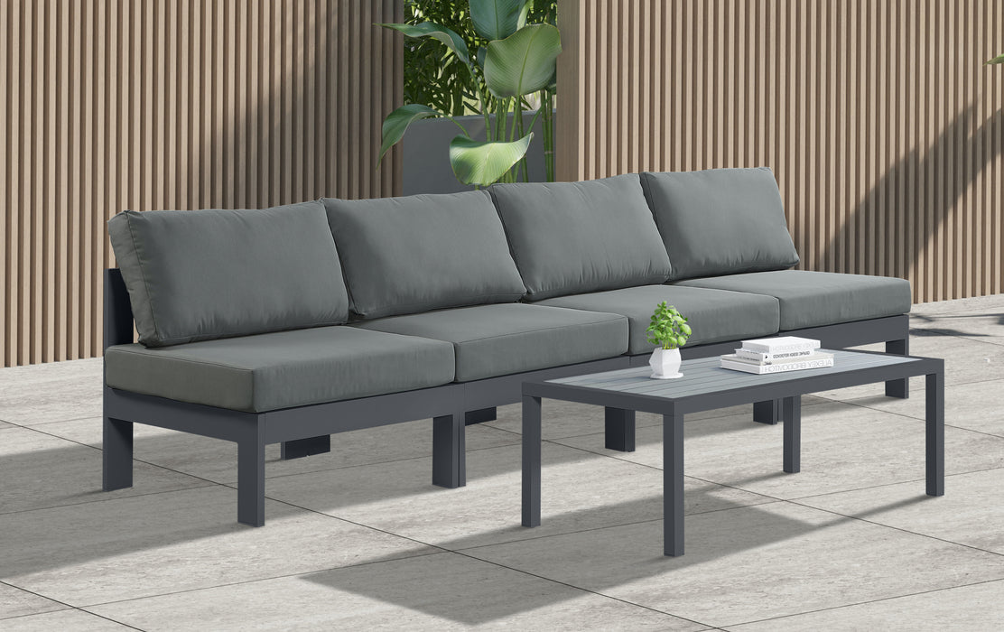 Nizuc - Outdoor Patio 4 Seat Armless Modular Sofa With Gray Frame - Simple Home Plus