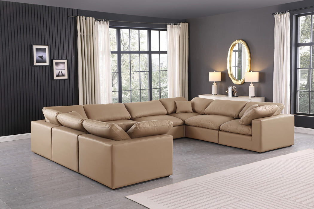 Comfy - 8 Piece Faux Leather Modular Sectional - Tan - Simple Home Plus