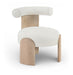 Calder - Linen Textured Fabric Upholstered Accent Chair - Painted Natural Base - Simple Home Plus