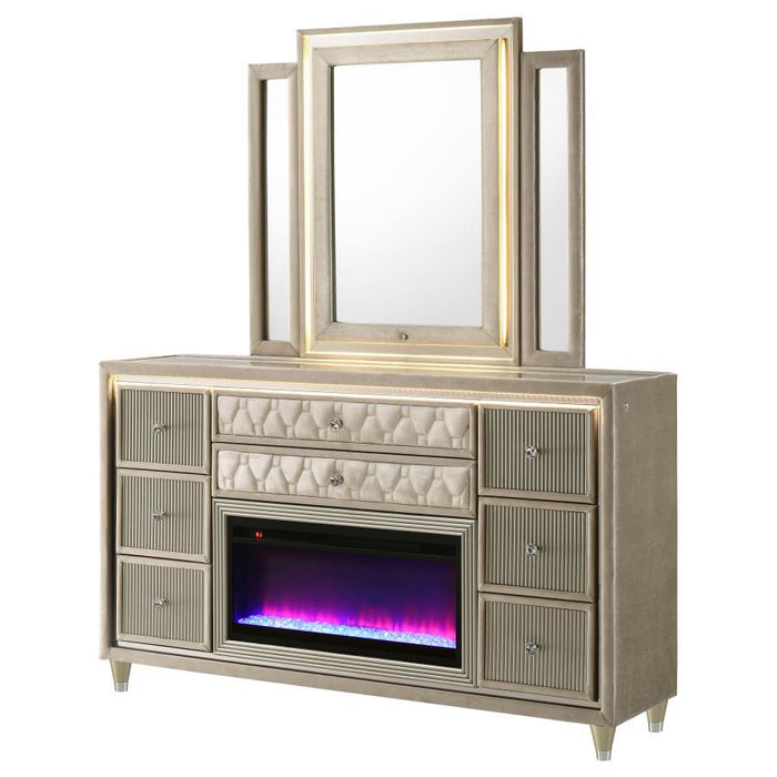 Lorient - 8-Drawer LED Bedroom Flame Box Dresser - Simple Home Plus