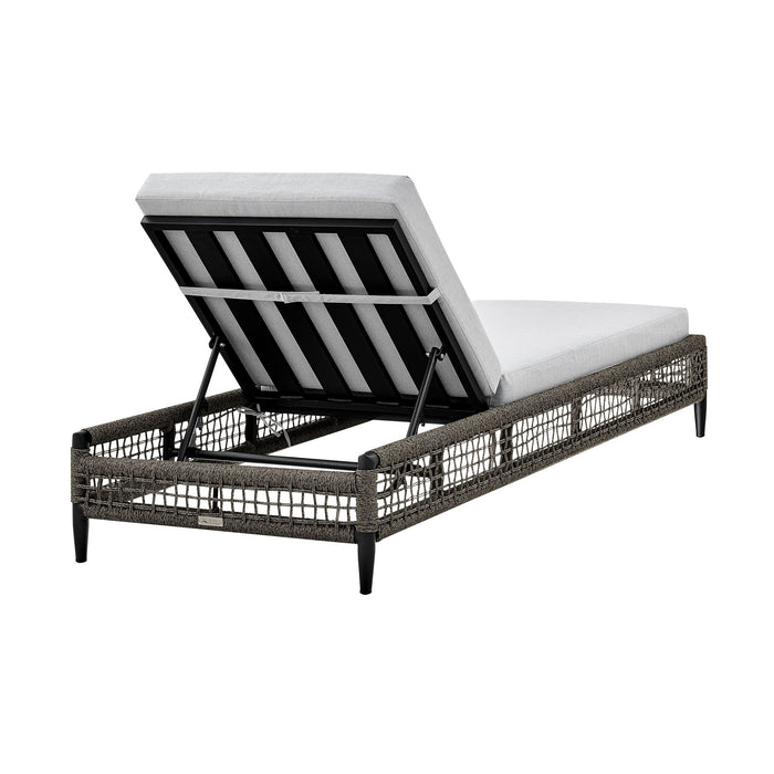 Alegria - Outdoor Patio Adjustable Chaise Lounge Chair In Aluminum With Gray Rope And Cushions - Simple Home Plus