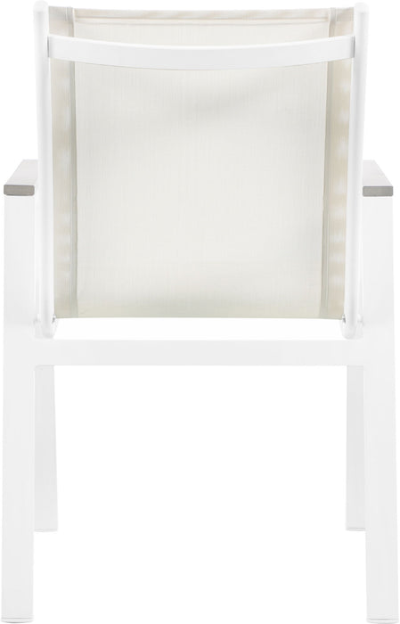 Nizuc - Outdoor Patio Dining Arm Chair With White Frame And Gray Arms (Set of 2) - Simple Home Plus