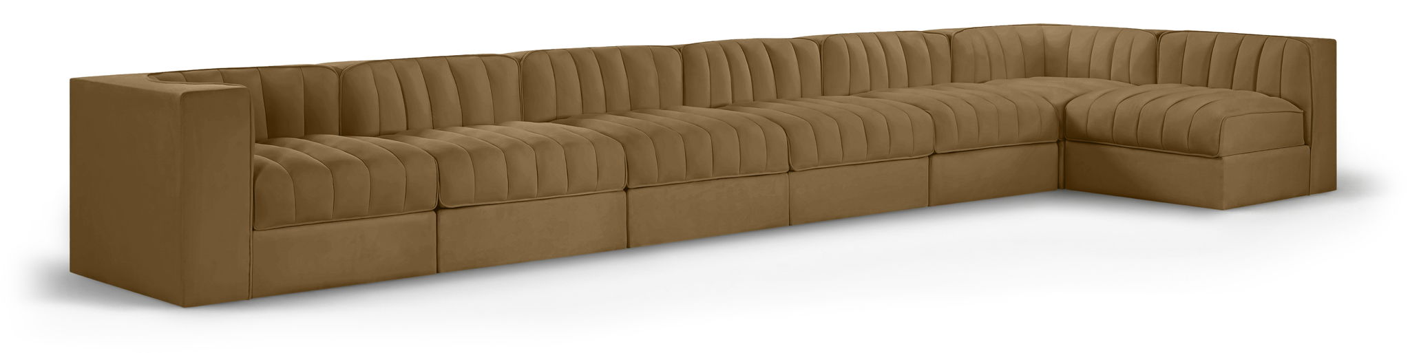 Rummi - Velvet Performance Fabric Upholstered 7 Piece Modular Sectional, L-Shaped (Right) - Simple Home Plus