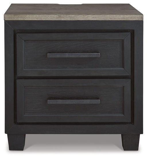 Foyland - Black / Brown - Two Drawer Night Stand - Simple Home Plus