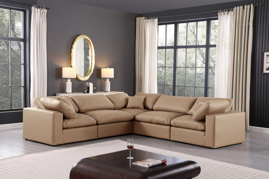 Comfy - 5 Piece Faux Leather Modular Corner Sectional - Tan - Simple Home Plus