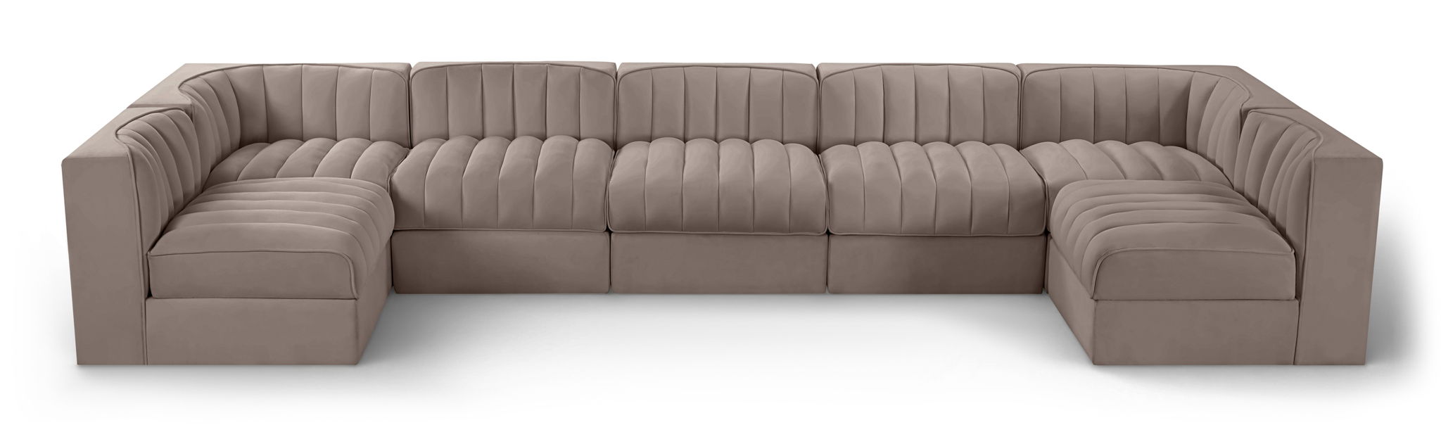 Rummi - Velvet Performance Fabric Upholstered 7 Piece Modular Sectional (With 2 Corner Chairs) - Simple Home Plus