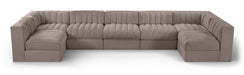 Rummi - Velvet Performance Fabric Upholstered 7 Piece Modular Sectional (With 2 Corner Chairs) - Simple Home Plus