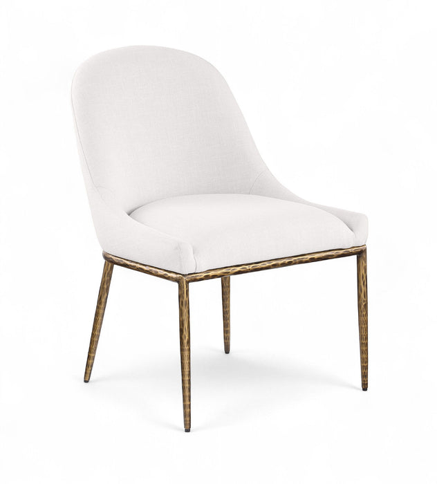 Ferro - Linen Textured Performance Fabric Upholstered Dining Side Chair - Cream / Brushed Gold - Simple Home Plus