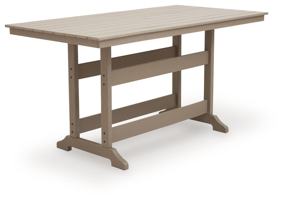 Seacliff Beach - Rectangular Counter Height Dining Table With Umbrella Option - Medium Brown - Simple Home Plus