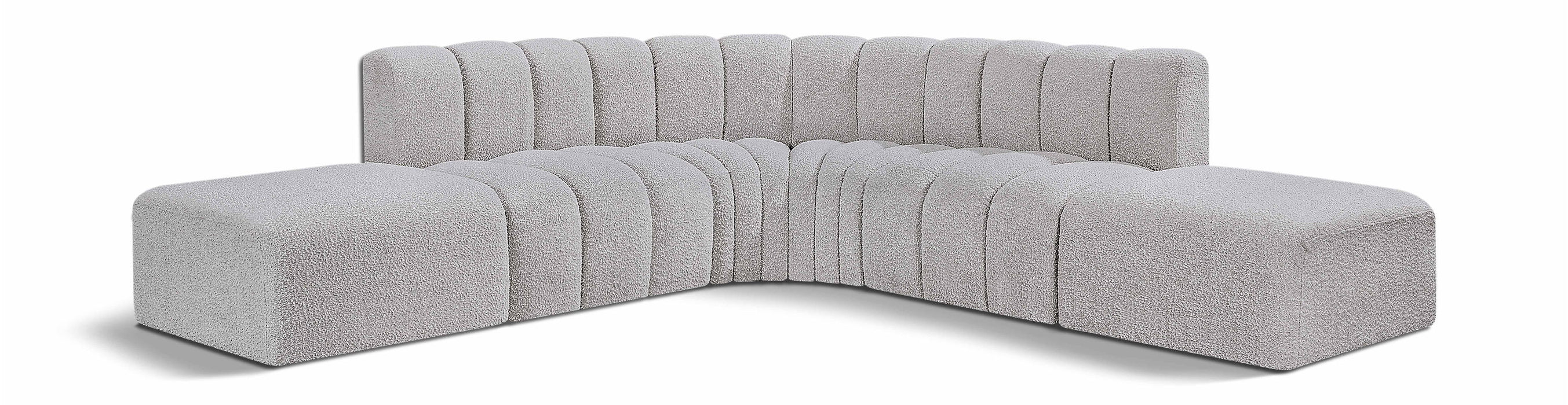 Arc - Boucle Fabric 6 Piece Corner Modular Sofa - Simple Home Plus