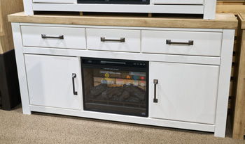 Savonport - XL TV Stand With Fireplace Option - White / Brown - Simple Home Plus