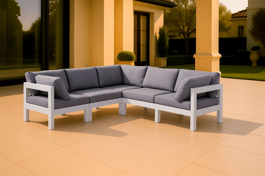 Nizuc - Outdoor Patio 5 Piece Modular Sectional With White Frame - Simple Home Plus