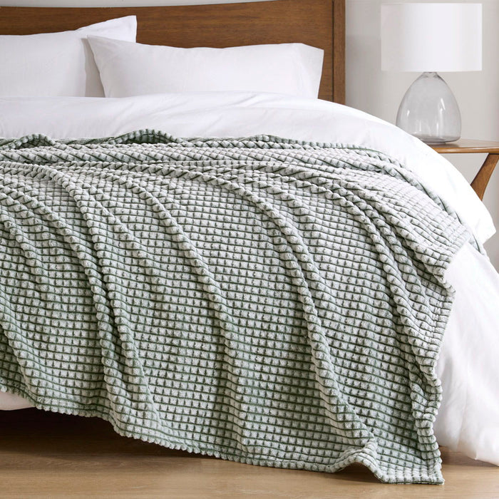 Carved Plush - Twin Blanket - Green - Simple Home Plus