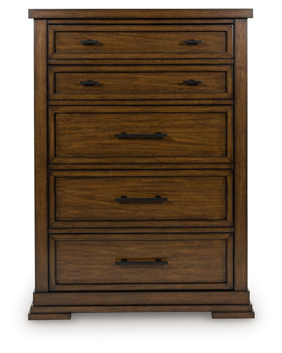 Taffenbrook - Medium Brown - Five Drawer Chest - Simple Home Plus