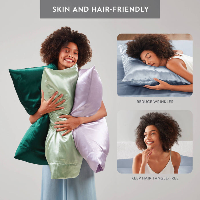 Satin - Standard Luxury Pillowcases (Set of 2) - Blue - Simple Home Plus