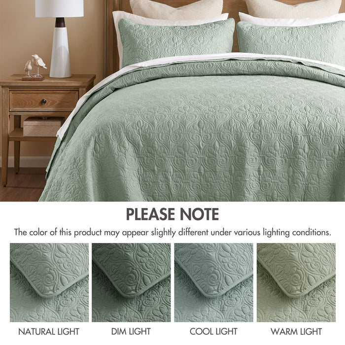 Quebec - Twin Reversible Bedspread Set - Seafoam - Simple Home Plus