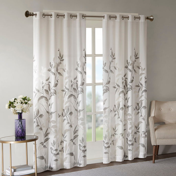 Cecily - 84" Burnout Printed Window Panel - Gray - Simple Home Plus