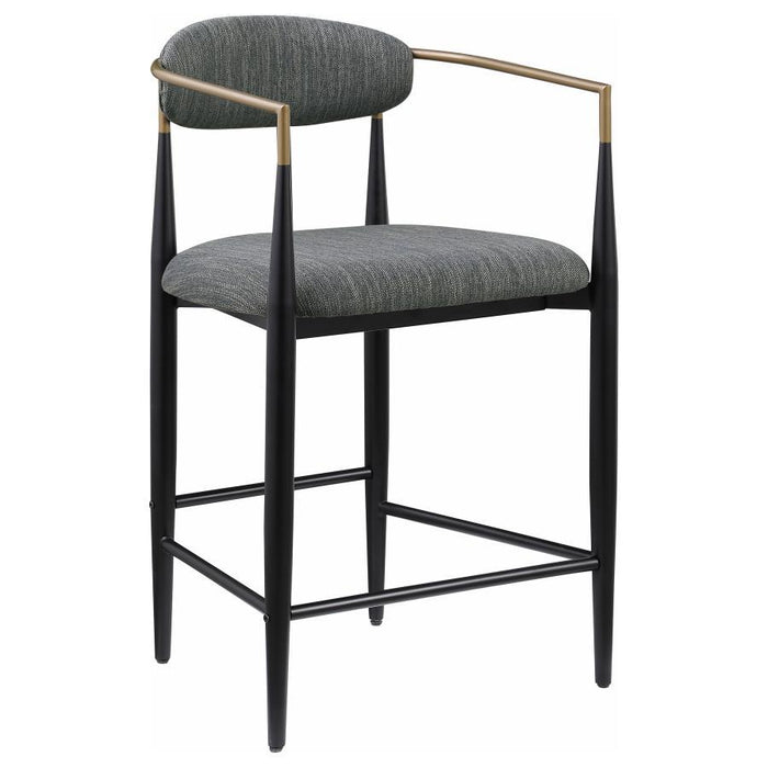 Tina - Metal Counter Height Bar Stool With Upholstered Back And Seat (Set of 2) - Simple Home Plus